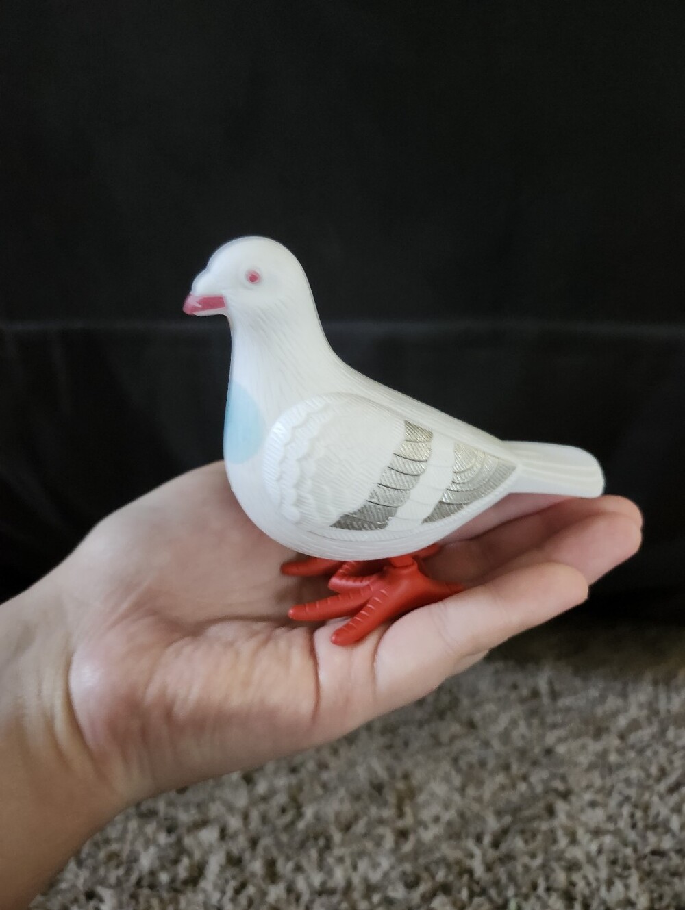 White Decorative Bird Figurine with Red Feet - Pets Bird
